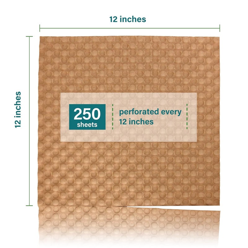 Elementree Paper Bubble Wrap Sheets for Packing, Moving, & Shipping - 12" x 12" x 250' - Eco-Friendly Kraft Bubble Paper - Recyclable Cushioning Wrap - Made in the USA (01913) - Image 2